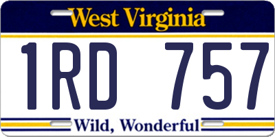 WV license plate 1RD757