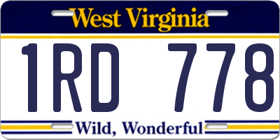 WV license plate 1RD778
