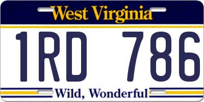 WV license plate 1RD786