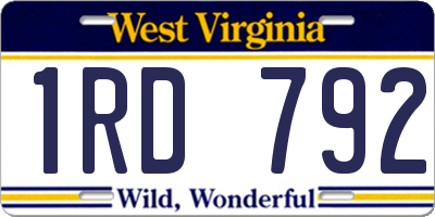 WV license plate 1RD792