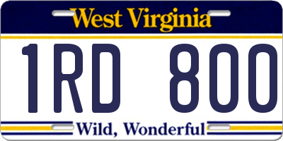 WV license plate 1RD800