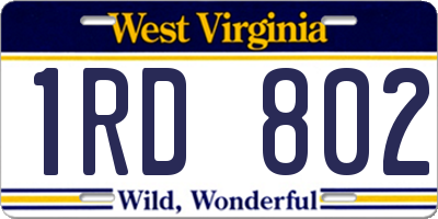 WV license plate 1RD802