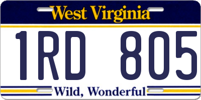 WV license plate 1RD805