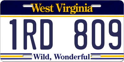 WV license plate 1RD809