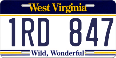 WV license plate 1RD847