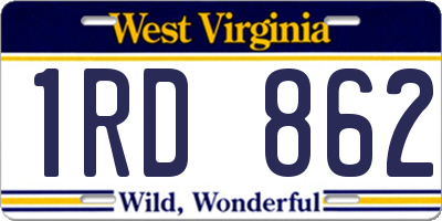 WV license plate 1RD862