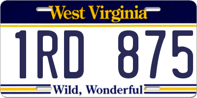 WV license plate 1RD875