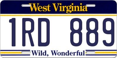 WV license plate 1RD889