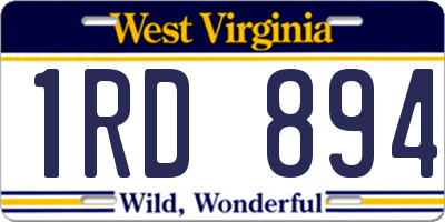 WV license plate 1RD894
