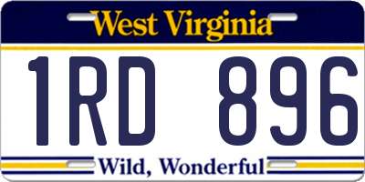 WV license plate 1RD896