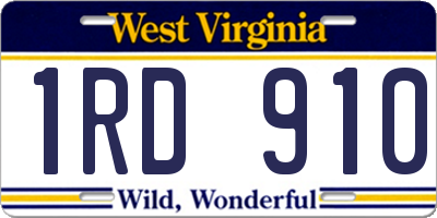 WV license plate 1RD910