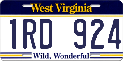 WV license plate 1RD924