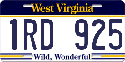 WV license plate 1RD925