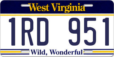 WV license plate 1RD951