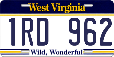 WV license plate 1RD962