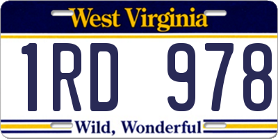 WV license plate 1RD978