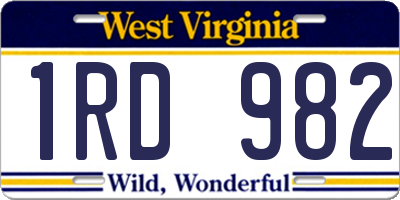WV license plate 1RD982
