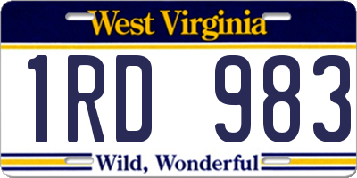WV license plate 1RD983