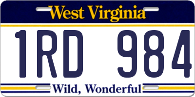 WV license plate 1RD984