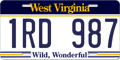 WV license plate 1RD987