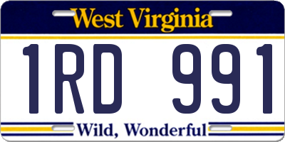 WV license plate 1RD991
