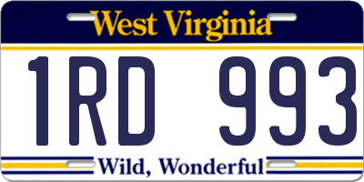 WV license plate 1RD993
