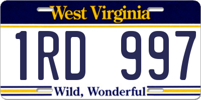 WV license plate 1RD997
