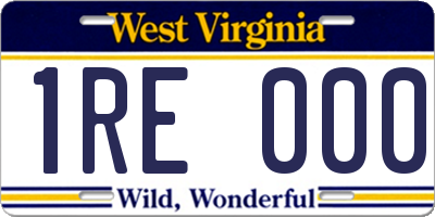 WV license plate 1RE000
