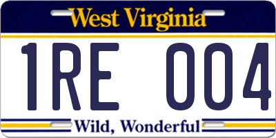 WV license plate 1RE004