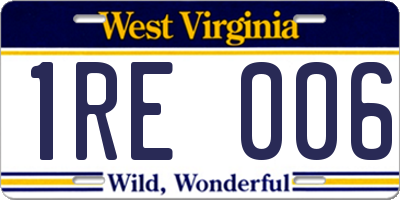 WV license plate 1RE006