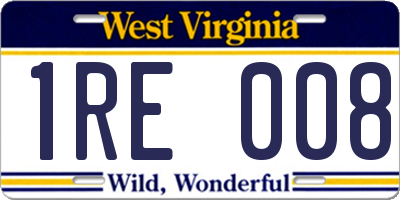 WV license plate 1RE008