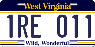 WV license plate 1RE011