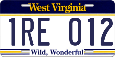 WV license plate 1RE012