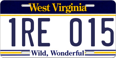 WV license plate 1RE015