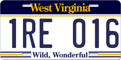 WV license plate 1RE016