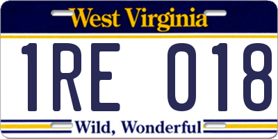 WV license plate 1RE018