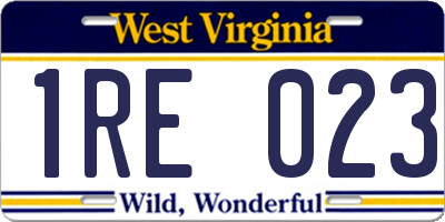 WV license plate 1RE023