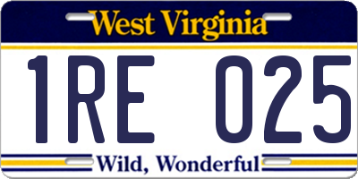 WV license plate 1RE025