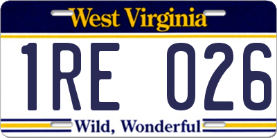 WV license plate 1RE026