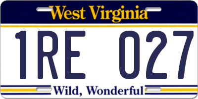 WV license plate 1RE027