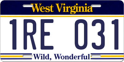 WV license plate 1RE031