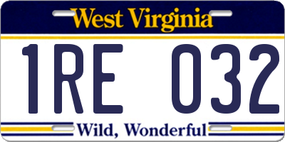 WV license plate 1RE032