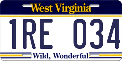 WV license plate 1RE034