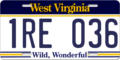WV license plate 1RE036