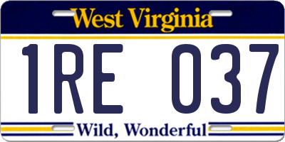 WV license plate 1RE037