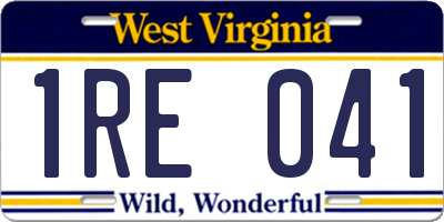 WV license plate 1RE041