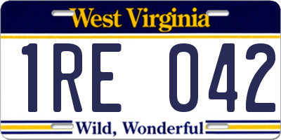 WV license plate 1RE042