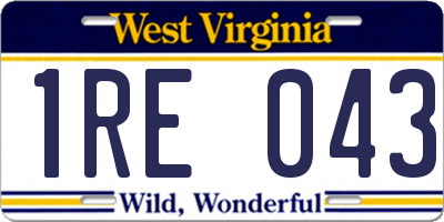 WV license plate 1RE043