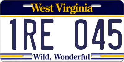 WV license plate 1RE045
