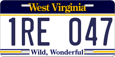 WV license plate 1RE047